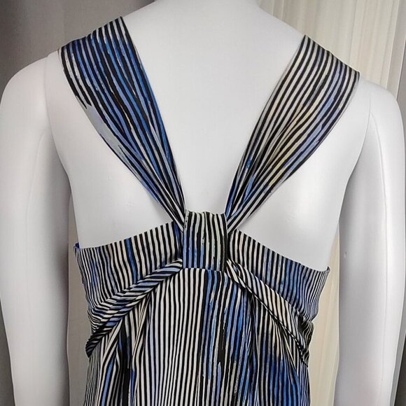 Banana Republic 100% Silk Striped Halter Dress Racerback Lined, Summer Size 2P - Picture 5 of 11